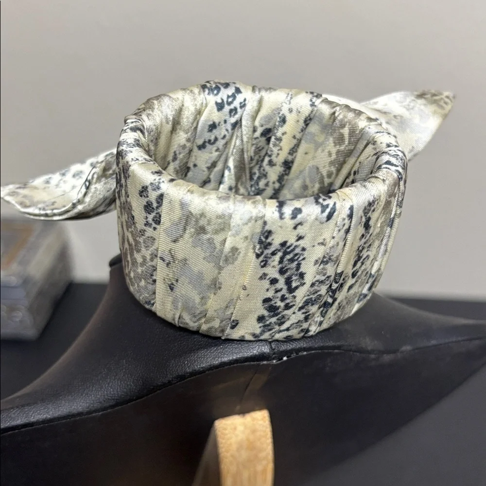 Animal Print Ribbon Bow Clamper Statement Bracelet